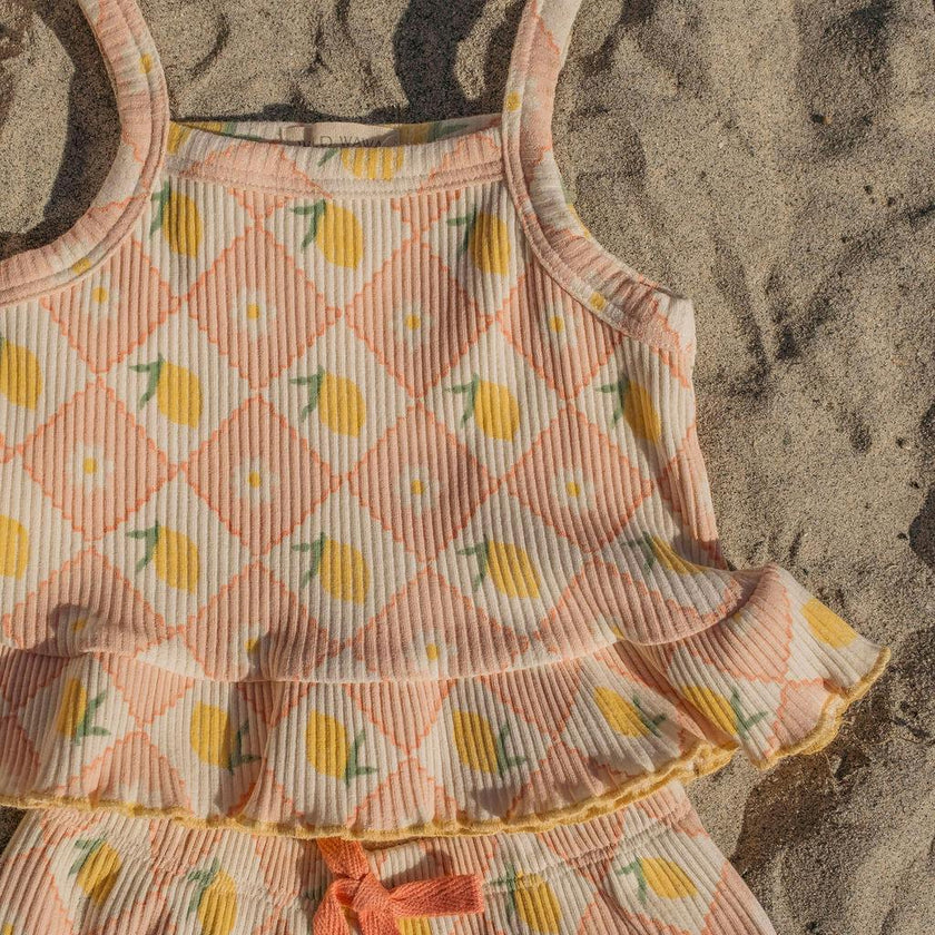 Rib Pant Set in Lemon Twist