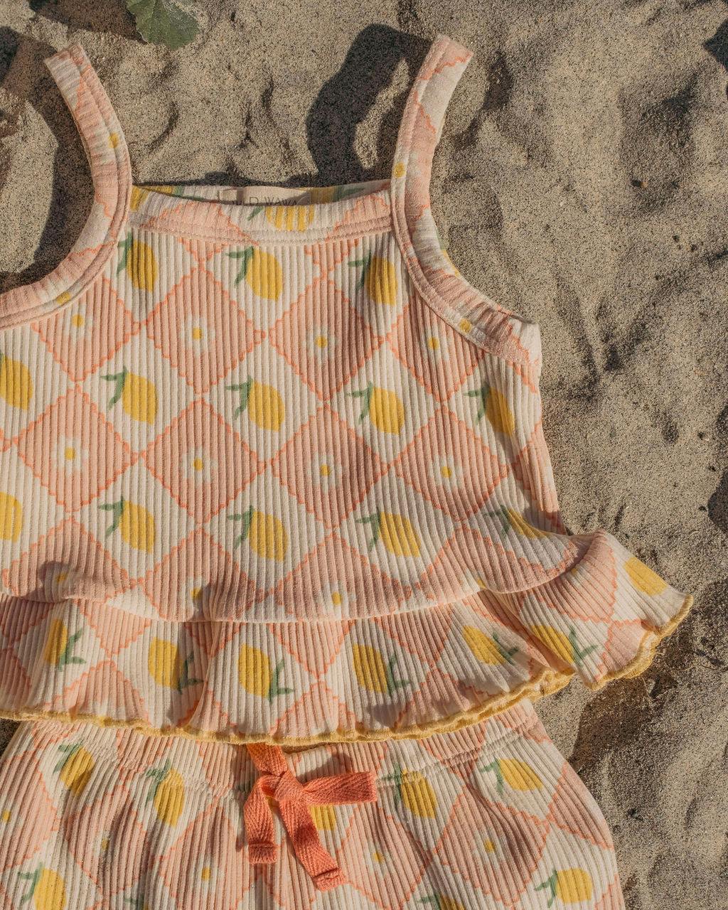 Rib Pant Set in Lemon Twist