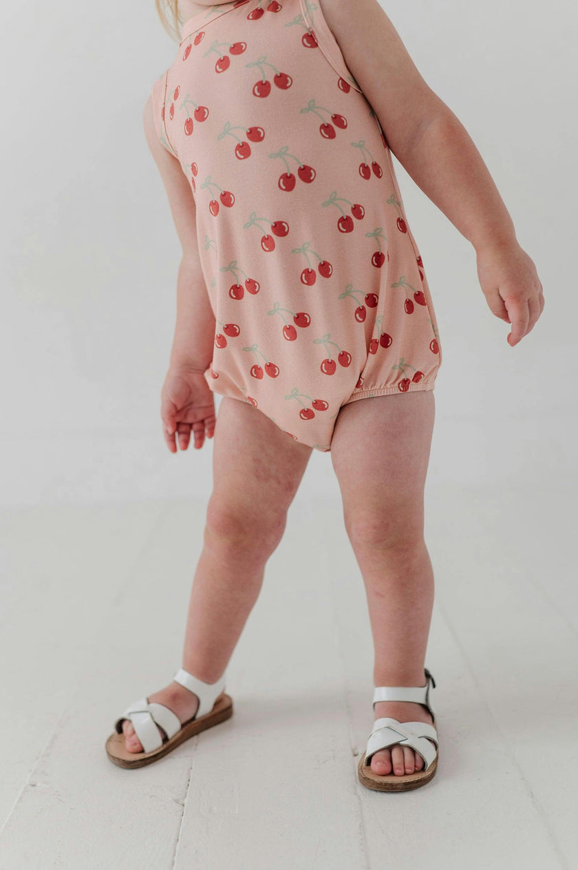 Baby Girl Bubble Bodysuit Set in Cherries