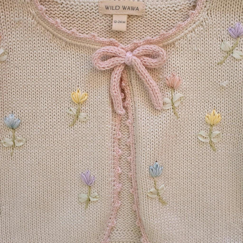 Embroidered Bolero in Pink/Natural