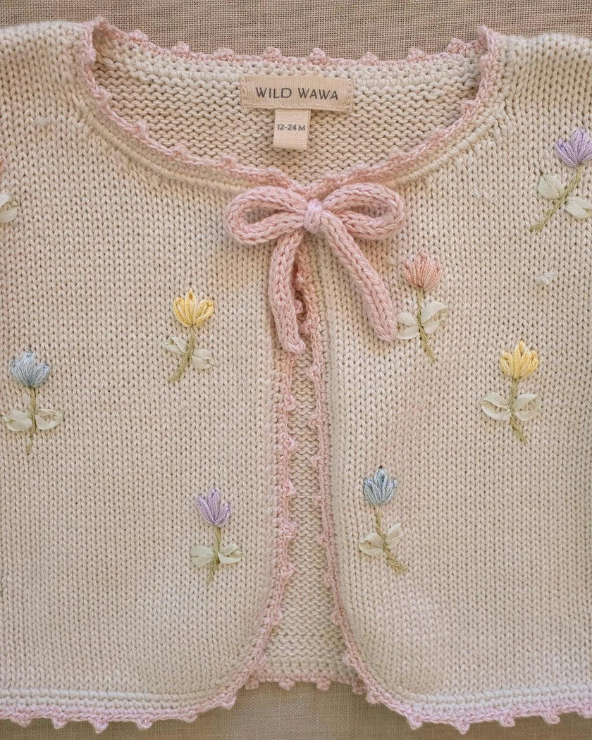 Embroidered Bolero in Pink/Natural