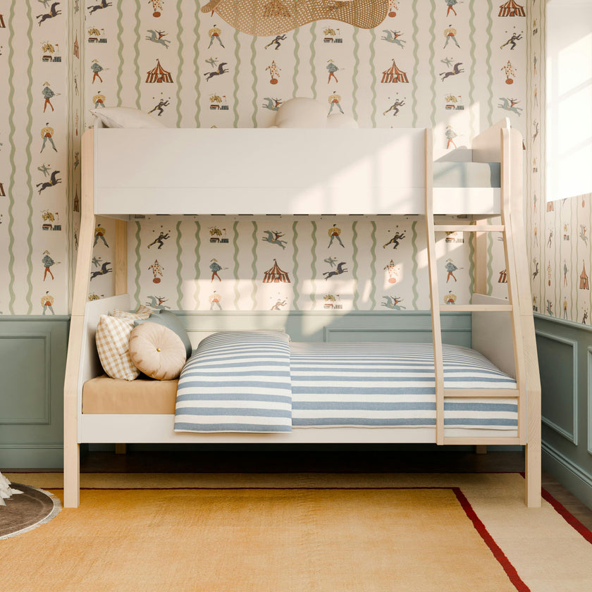 TipToe Twin-Over-Full Bunk Bed in White/Washed Natural