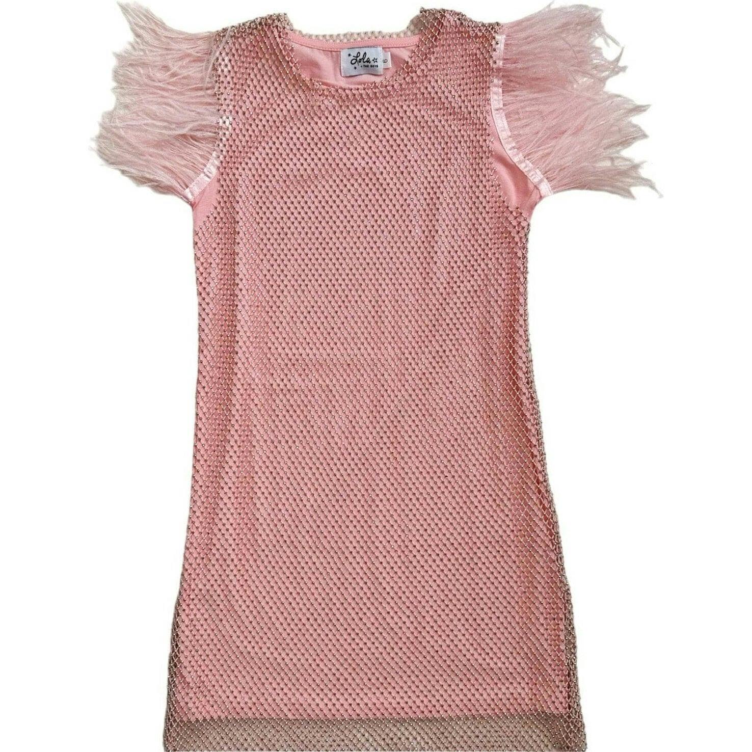 Crystal Feather Trim Sleeve Shimmer Sequin Dress