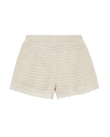 Beige Crochet Shorts With Scalloped Hem