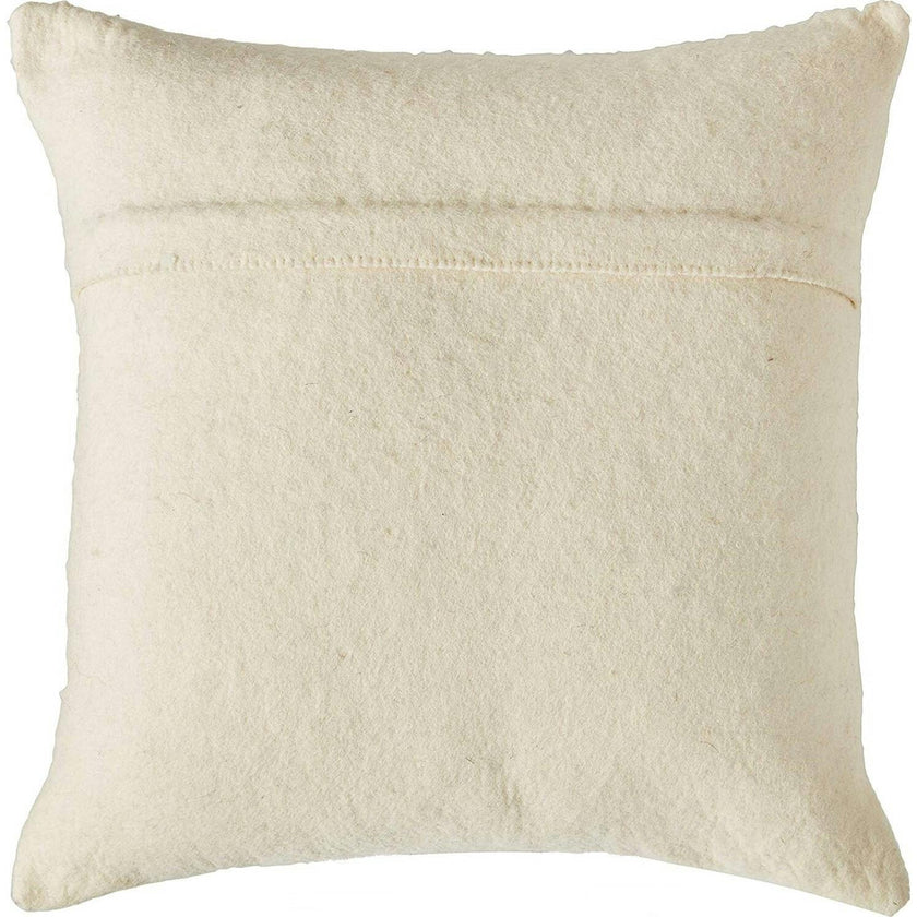 Hand Felted Wool Christmas Pillow - JOY Wreath Cream - 20"