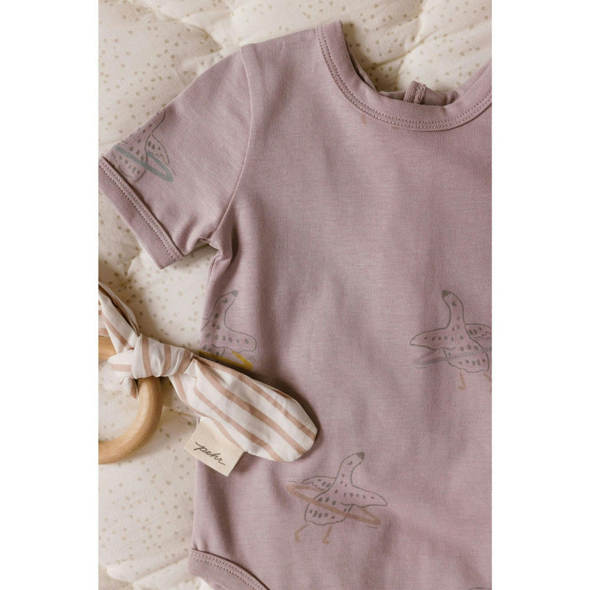 Short Sleeve Lap Shoulder Snap Onesie, Purple
