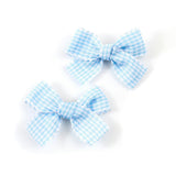 Halo Luxe Jocelyn Gingham Scalloped Double Clip Set - Light Blue