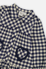 Shirt Dress With Frills Blue And White Gingham Print