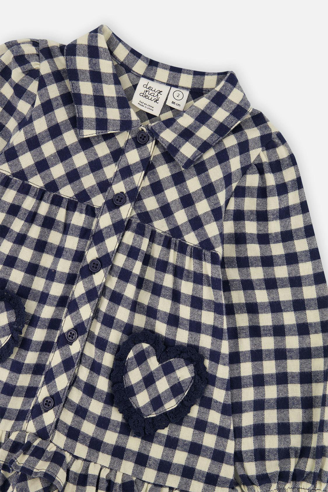 Shirt Dress With Frills Blue And White Gingham Print