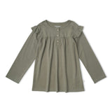 Organic Ruffle Sleeve Top Set of 2 - Winter Berry + Olive
