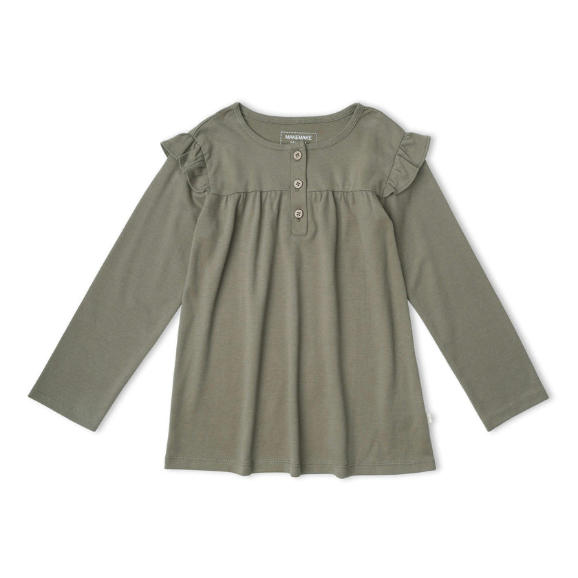 Organic Ruffle Sleeve Top Set of 2 - Winter Berry + Olive