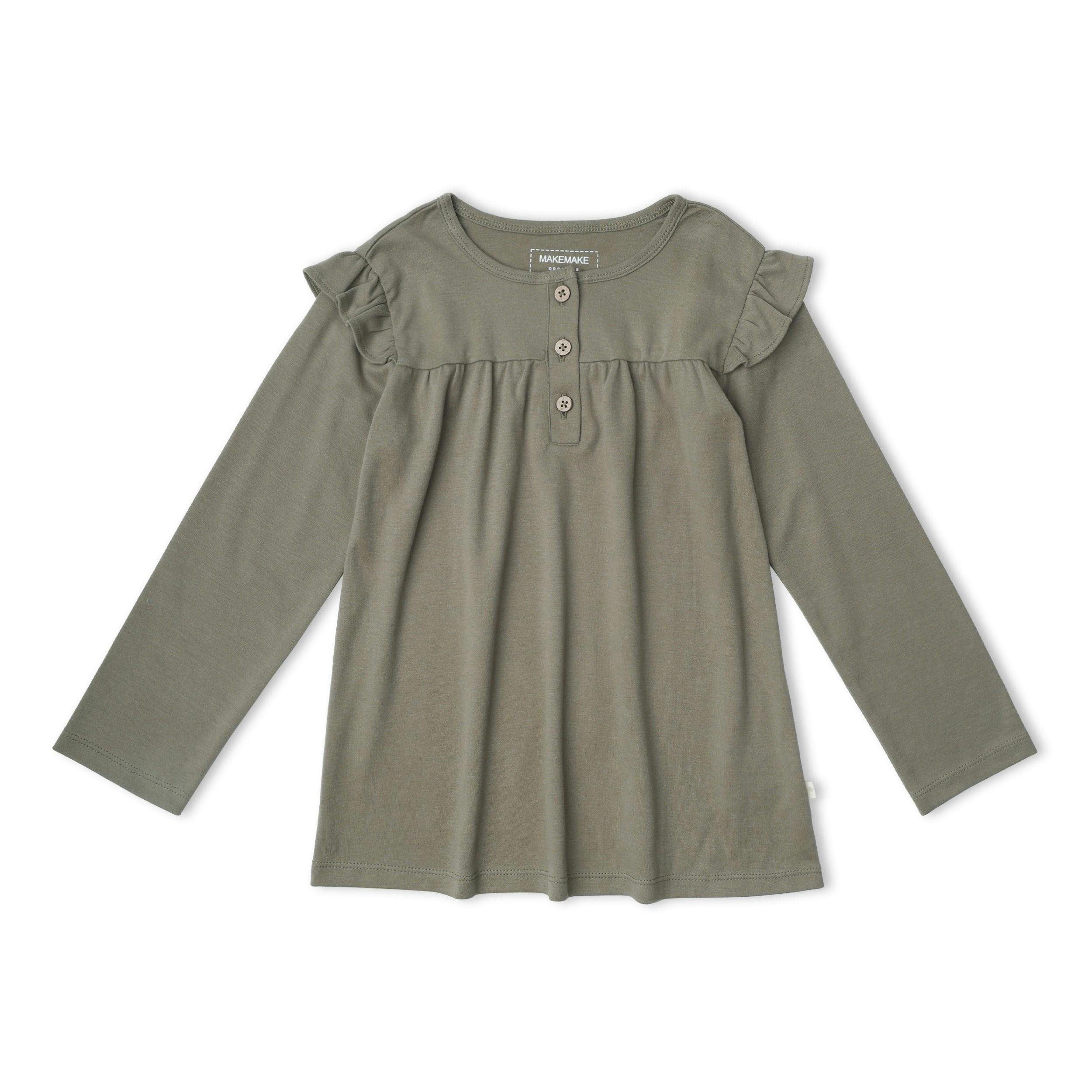 Organic Ruffle Sleeve Top Set of 2 - Winter Berry + Olive