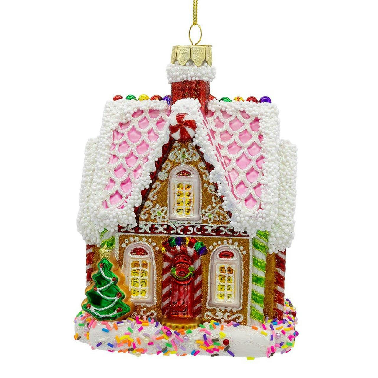 Kurt Adler Bellissimo Glass Gingerbread House Ornament