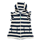 Girls Terry Coverup - Wide Blue Stripe