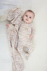 Elegant Floral Footie and Beanie Set