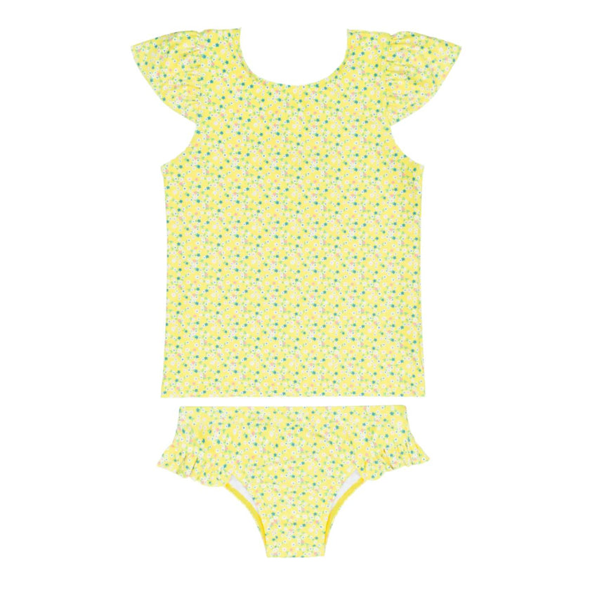 girls petite fleur cap sleeve rashguard set