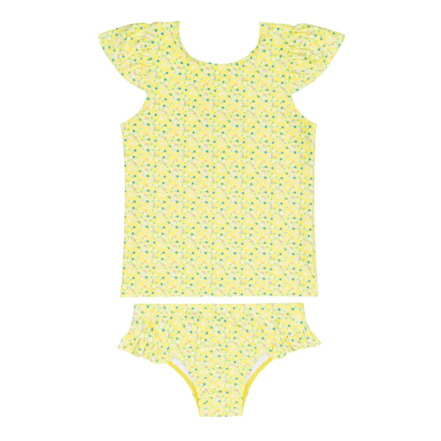 girls petite fleur cap sleeve rashguard set
