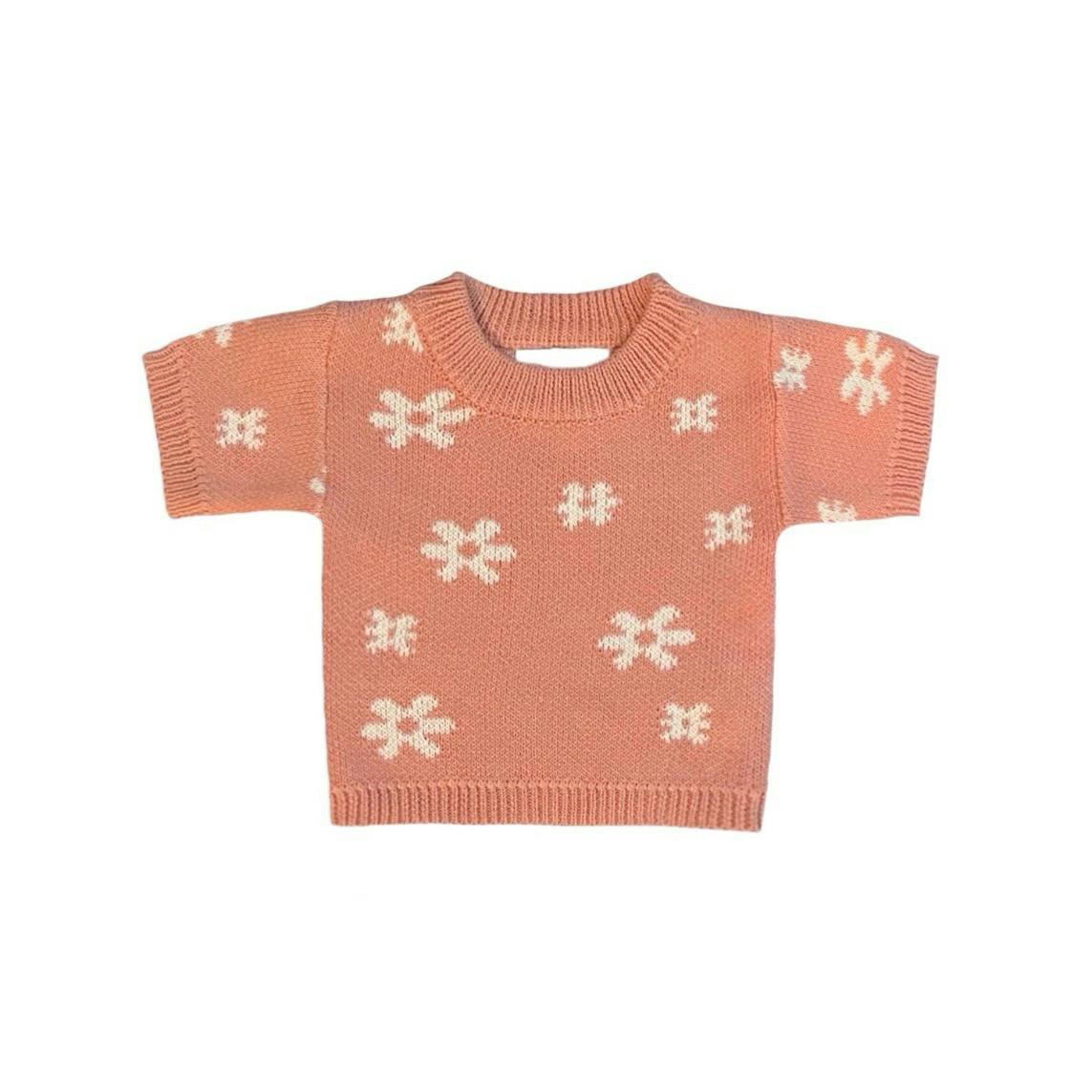 Girls Spring Summer Flower Floral Blossom Knit Top