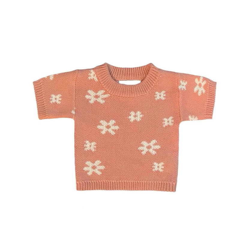 Girls Spring Summer Flower Floral Blossom Knit Top