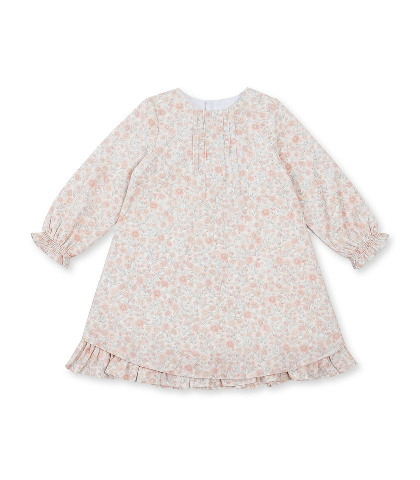 Elise Baby Dress Long Sleeves, Flowery Light Pink