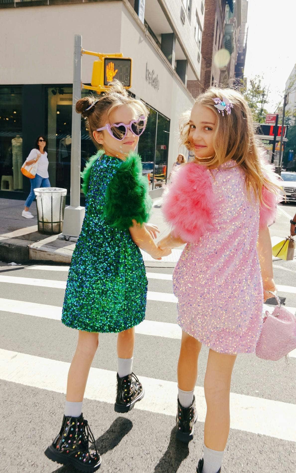 Feather Puff Sleeve Sequin Short Party Dress