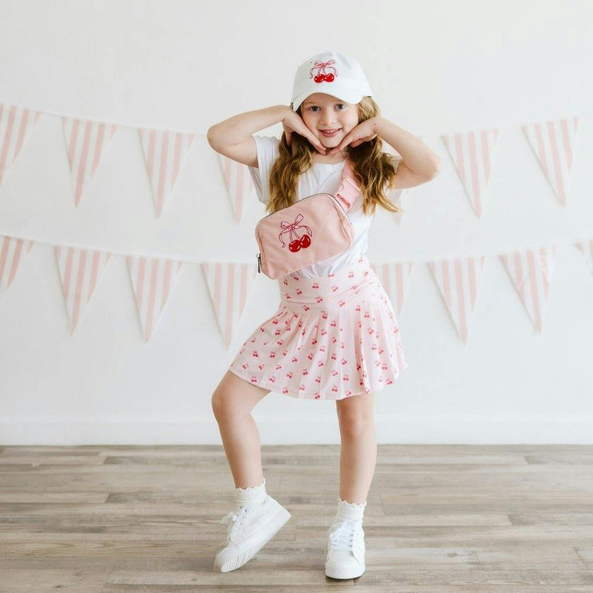 Cherry Coquette Patch Baseball Hat - White