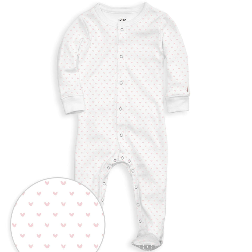 The Organic Snap Footie [Pink Tiny Hearts]