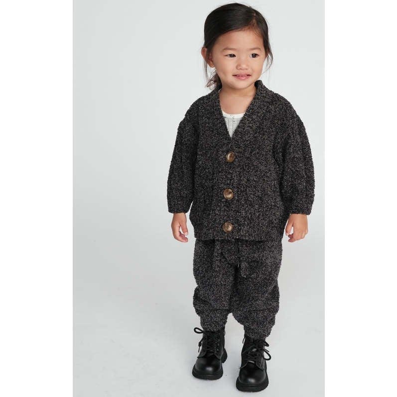 Baby Fuzzy Ribbed V-Neck Cardigan