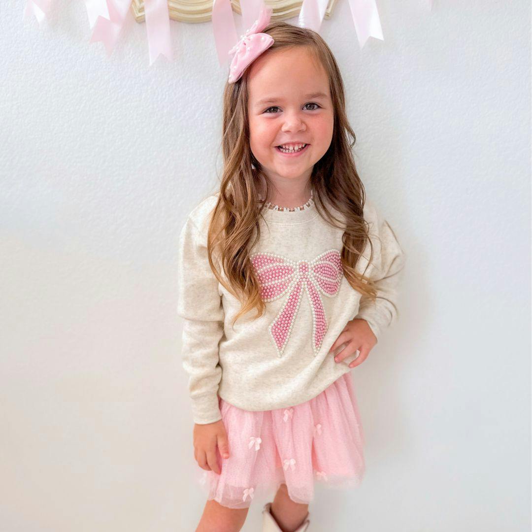 Pearl Bow Patch Sweatshirt