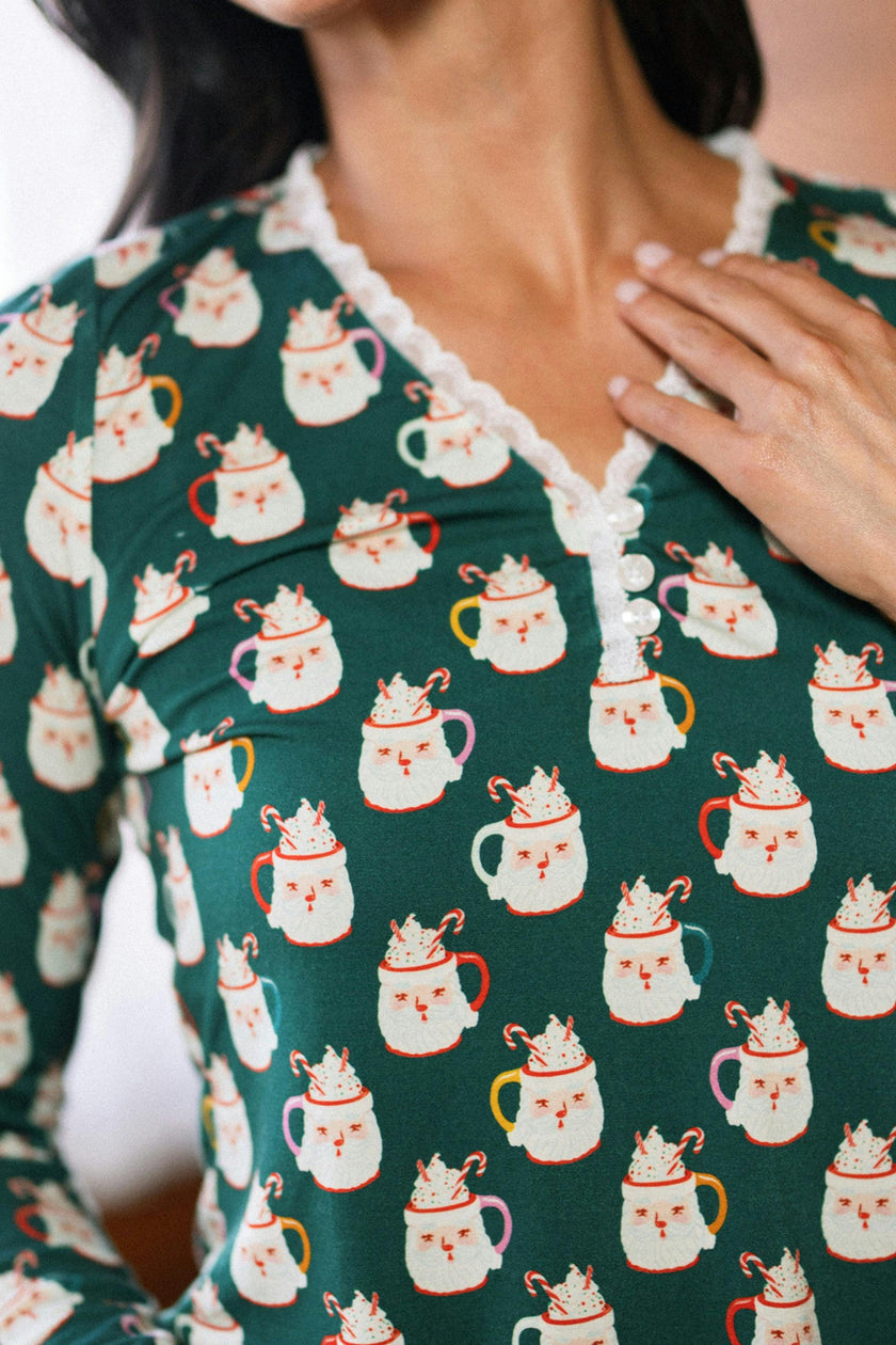 So Soft Henley Pajama Set in Very Merry Santa