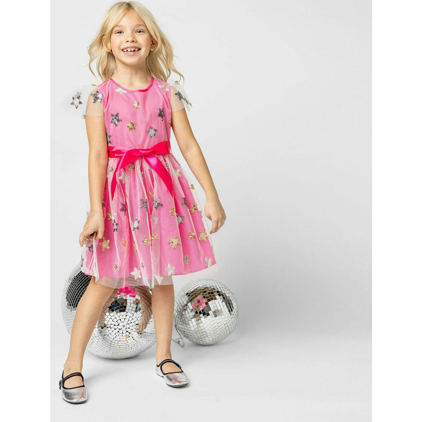 Aster Sequin Star Tulle Girls Party Dress