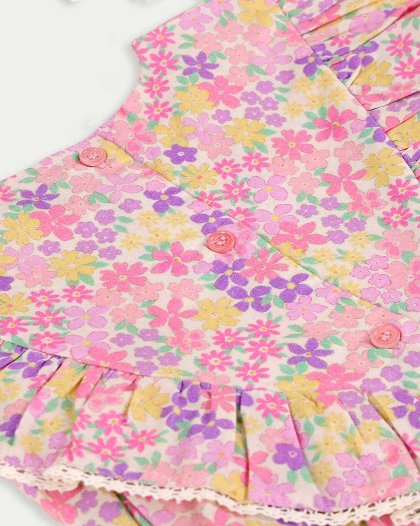 Lucy Baby Bubble Romper - Emma floral purple