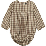 Autumn Plaid Round Neck Long Sleeve Romper
