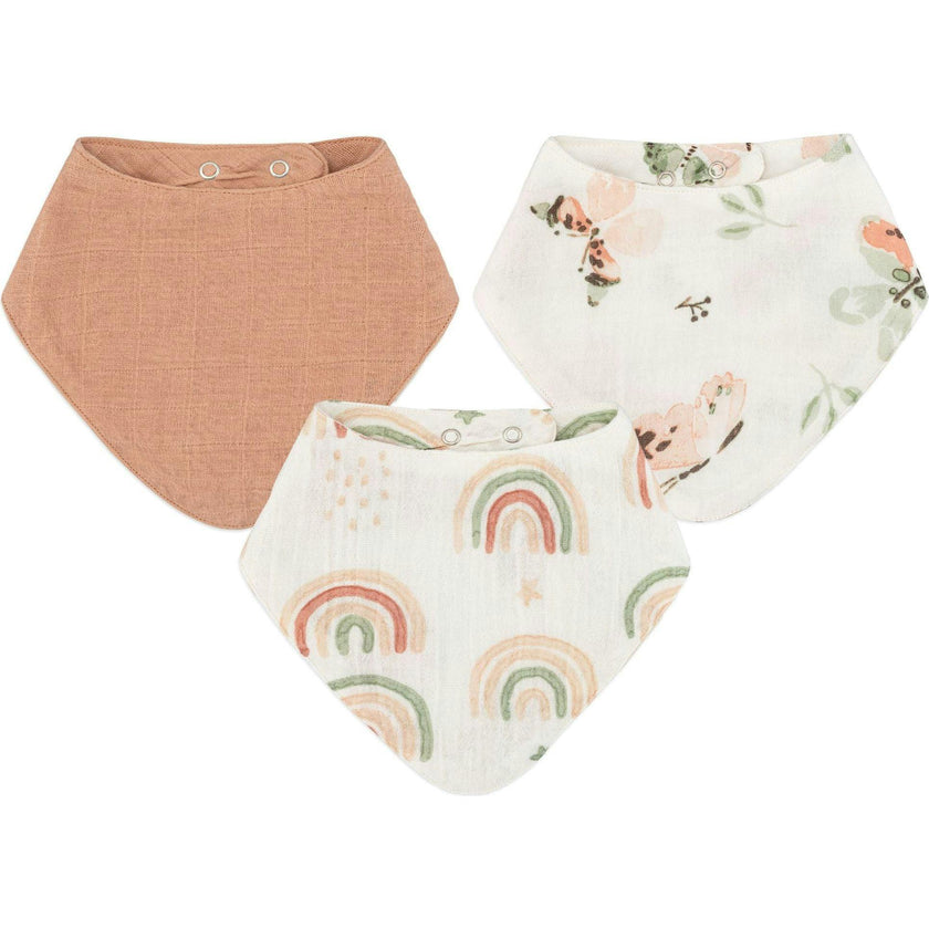 Parker 3-pc. Muslin Baby Bib Set (Rainbow/Butterfly)