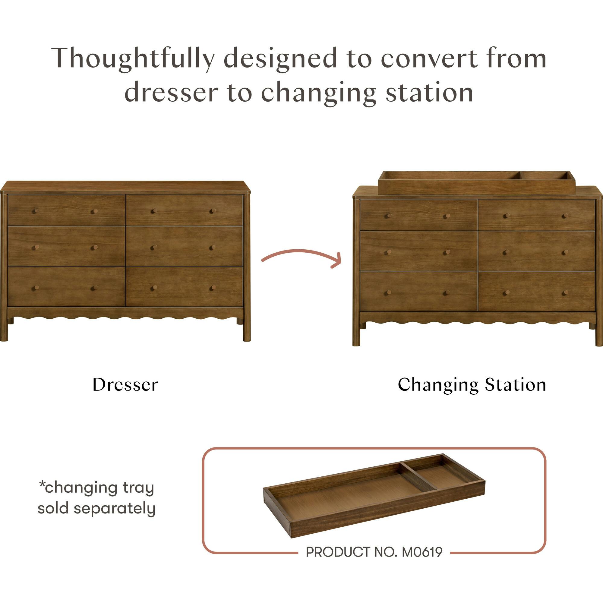 Swell 6-Drawer Assembled Dresser in Natural Walnut
