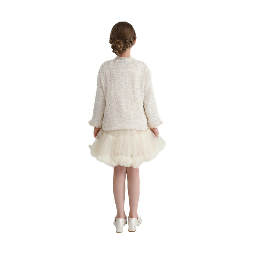 Cream Sequin Tweed Jacket
