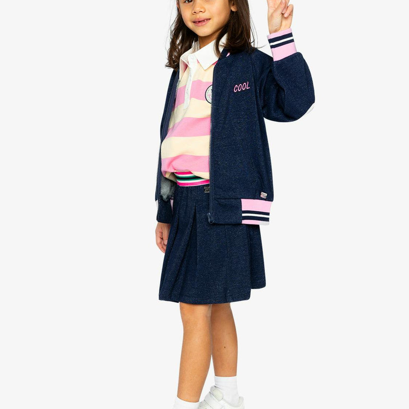 French Terry Jacket Navy Blue Denim