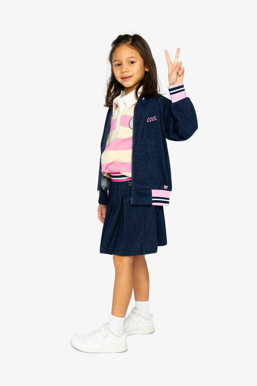 French Terry Jacket Navy Blue Denim