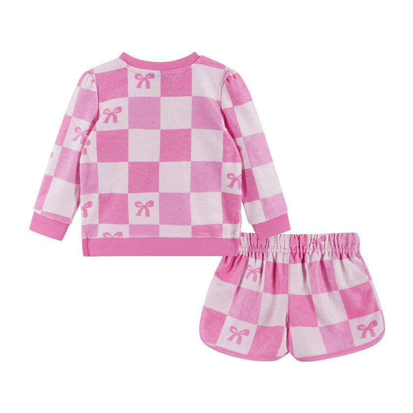 Infant Girls Terry Set | Checkered Bow