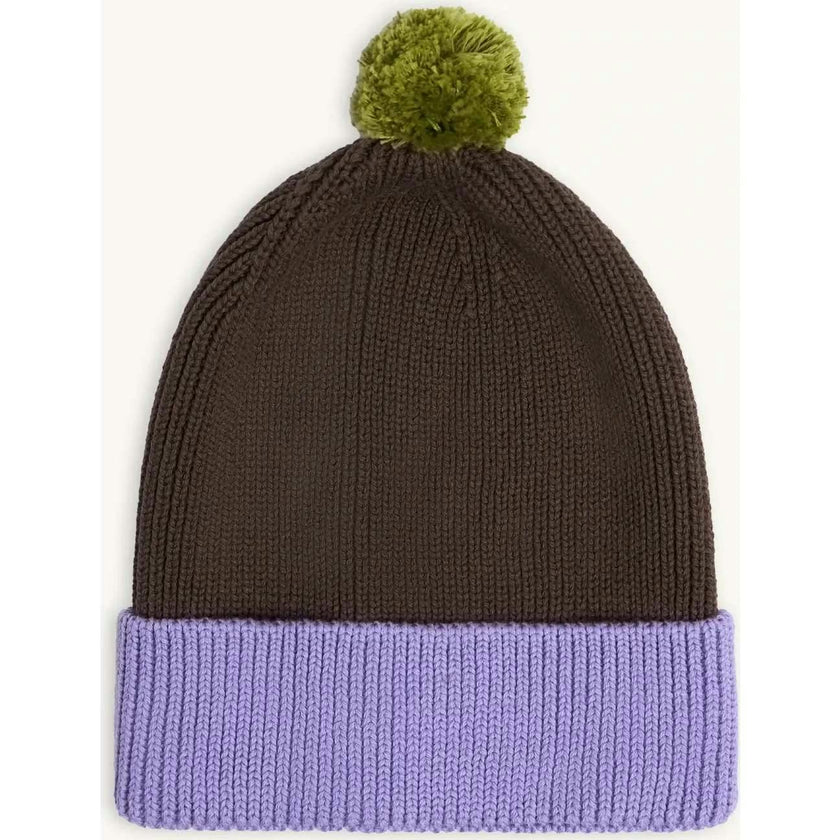 children's cotton beanie - lilac & brown