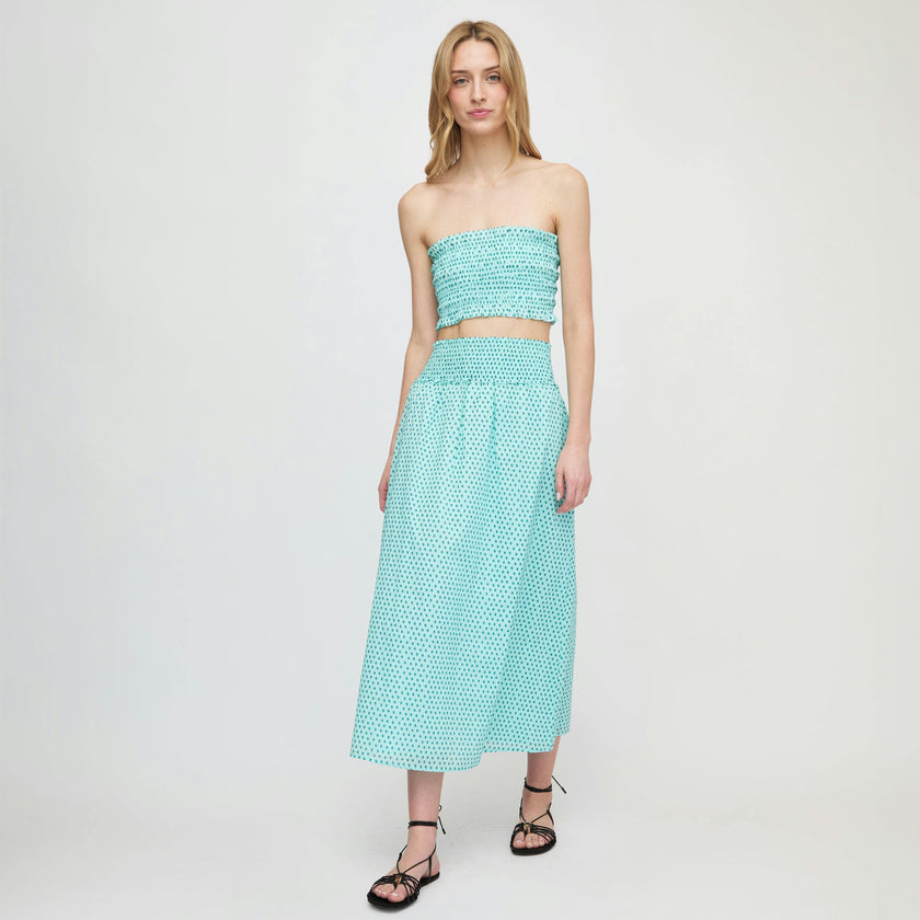 The Delphine Nap Skirt - Teal Poppy Half Drop