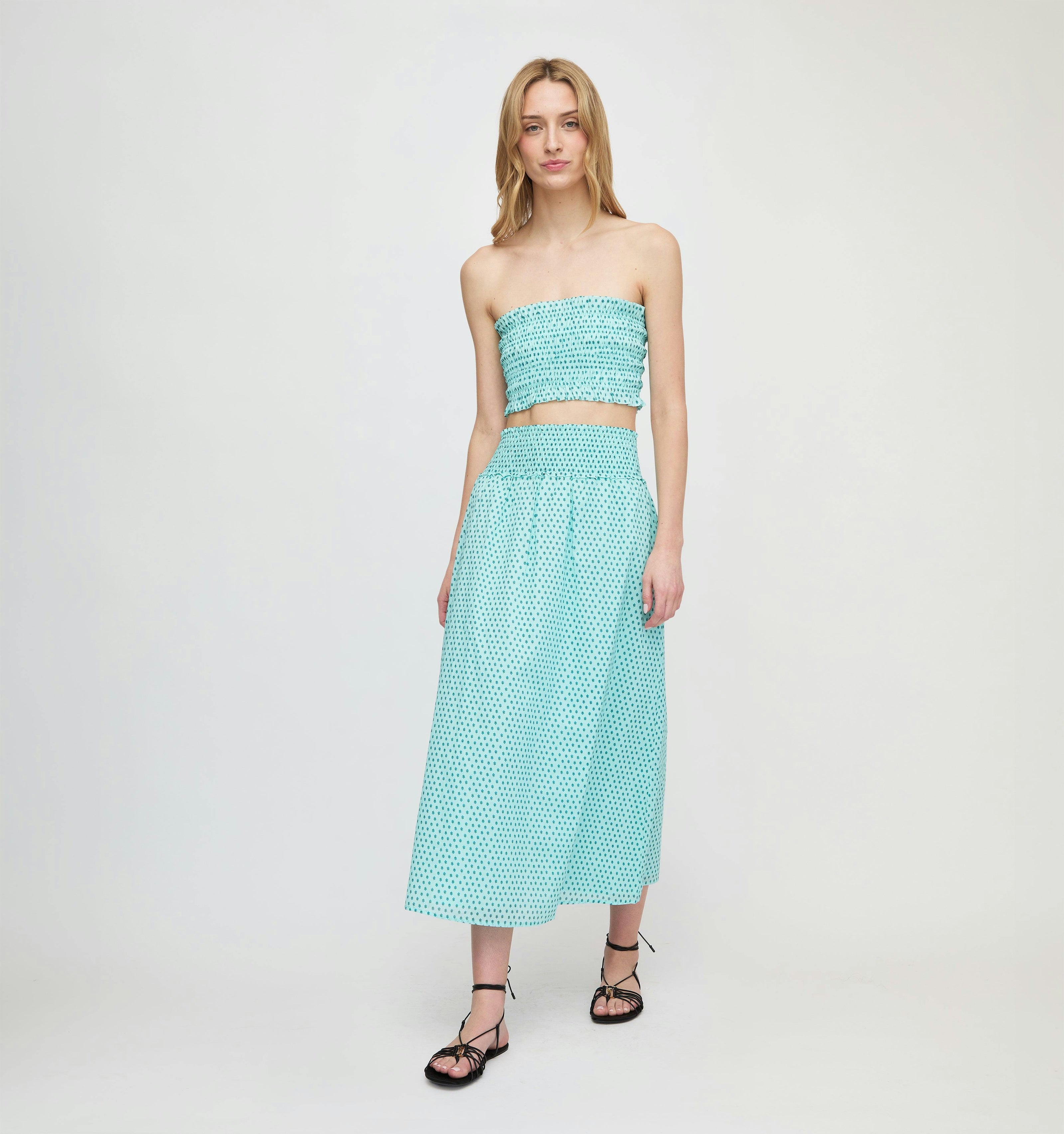 The Delphine Nap Skirt - Teal Poppy Half Drop