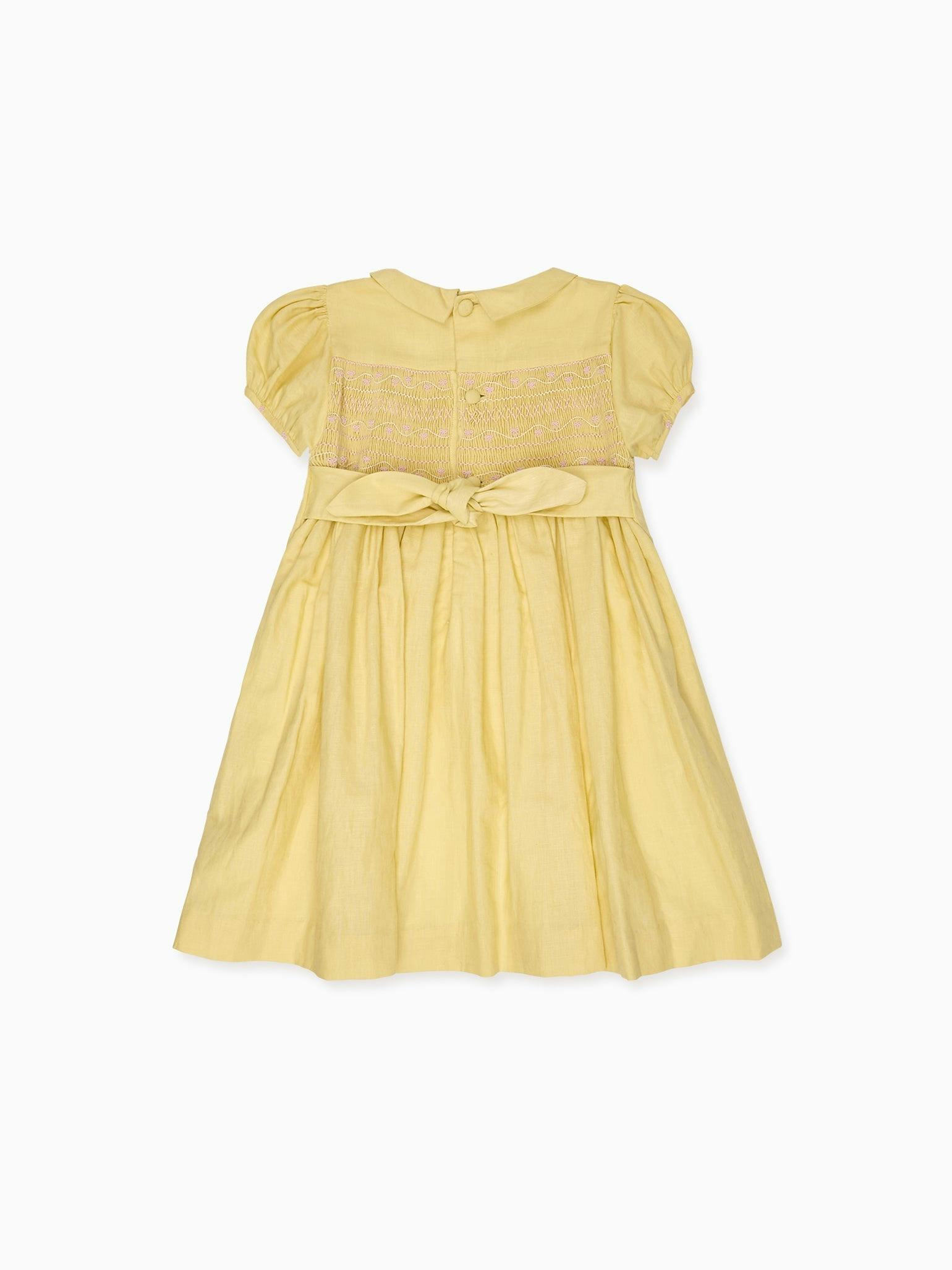 Nicky Hilton x La Coqueta Lemon Dolly Girl Hand-Smocked Dress