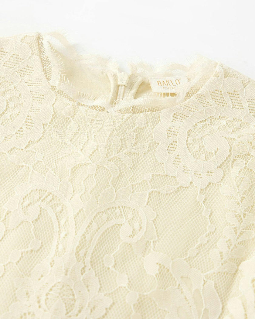 Peggy Lace Midi Dress, Crème
