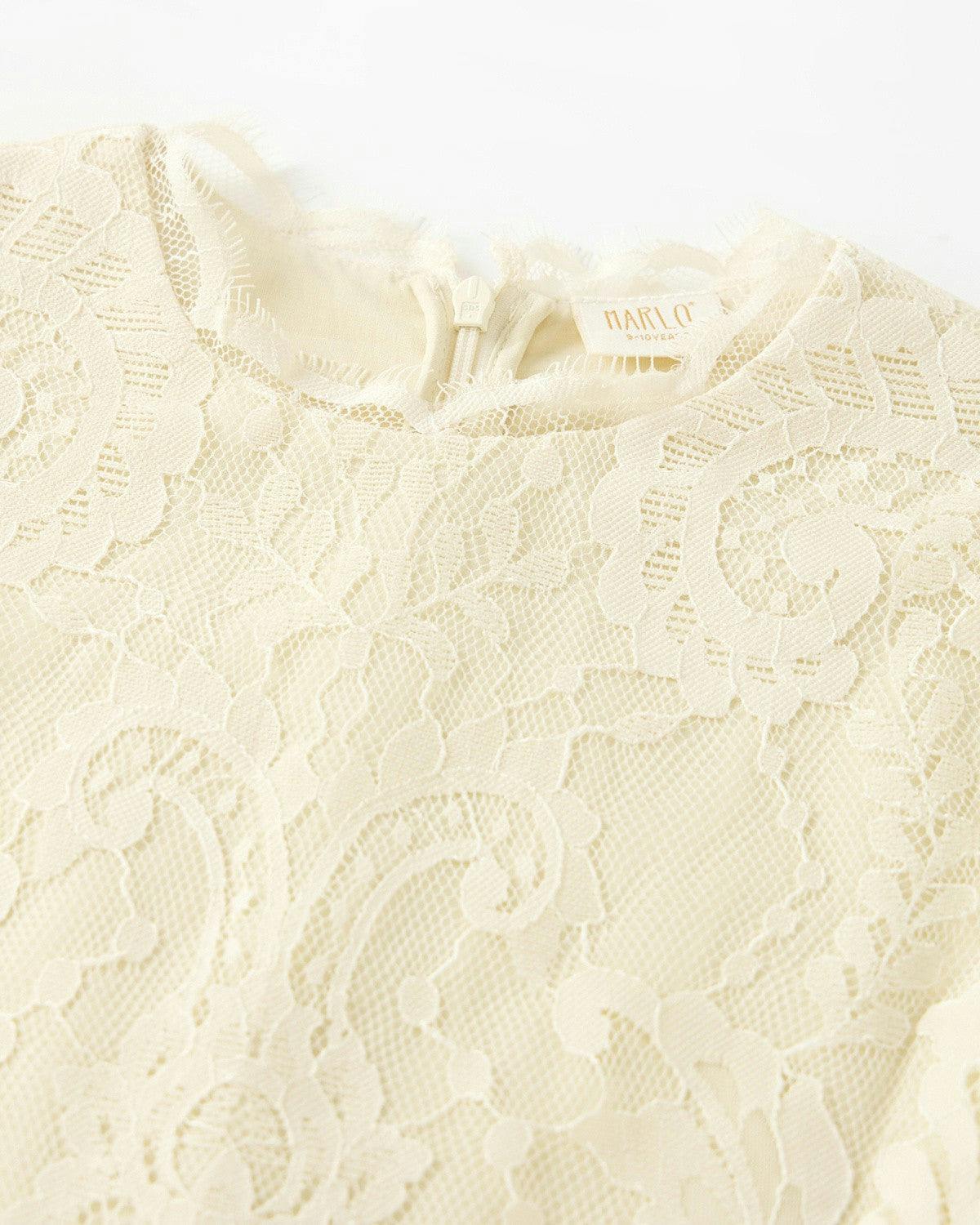 Peggy Lace Midi Dress, Crème