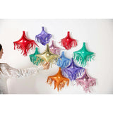 Packed Party Rainbow Fringe Spark Mylar Balloon Pack 14ct - Multicolor Spark-Shaped Balloons with Shiny Fringe Tassels, Large 16x14 and Small 12x10.5 Inch