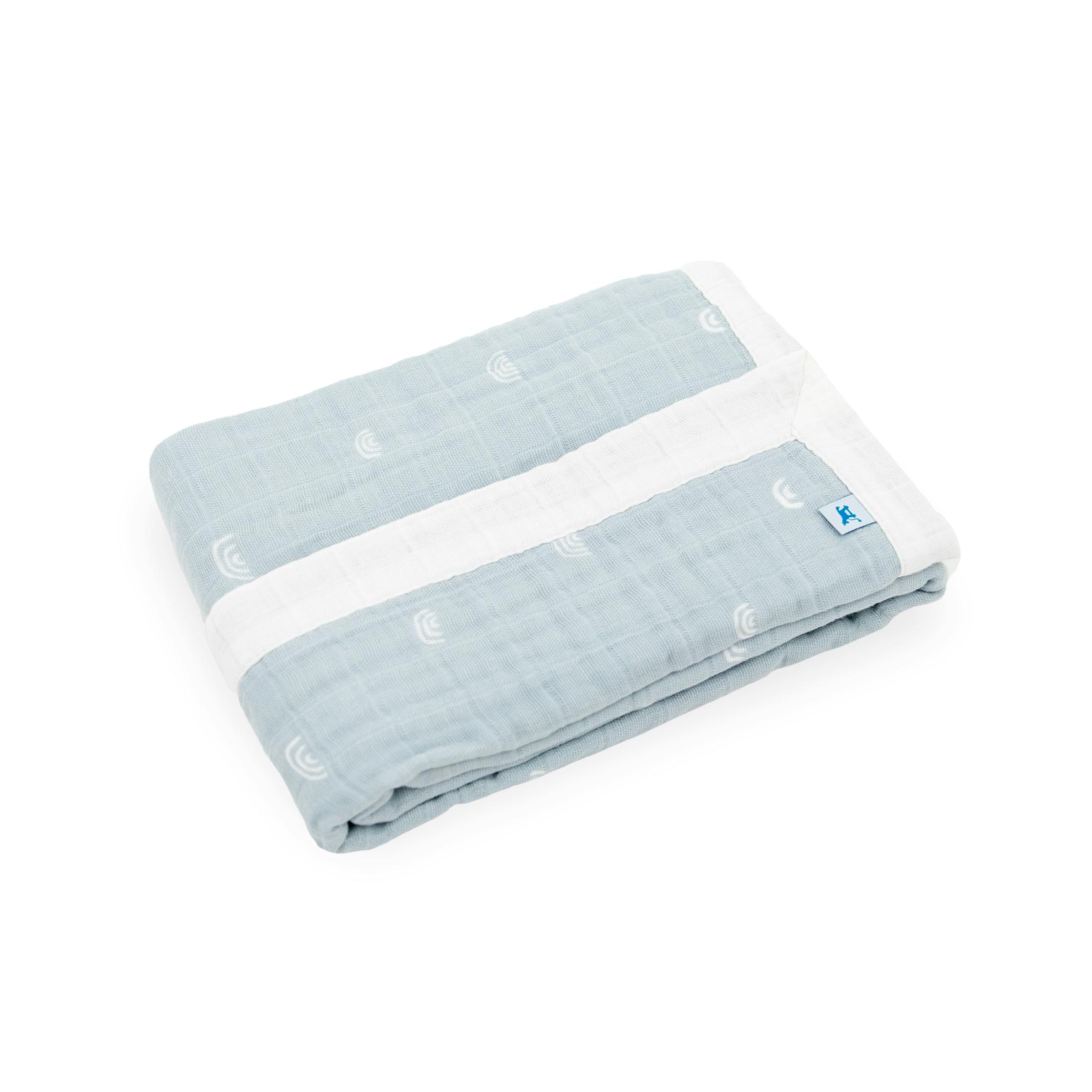 Cotton Muslin Baby Quilt - Blue Rainbow
