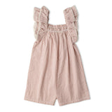 Organic Flutter Jumpsuit - Coral Stripes