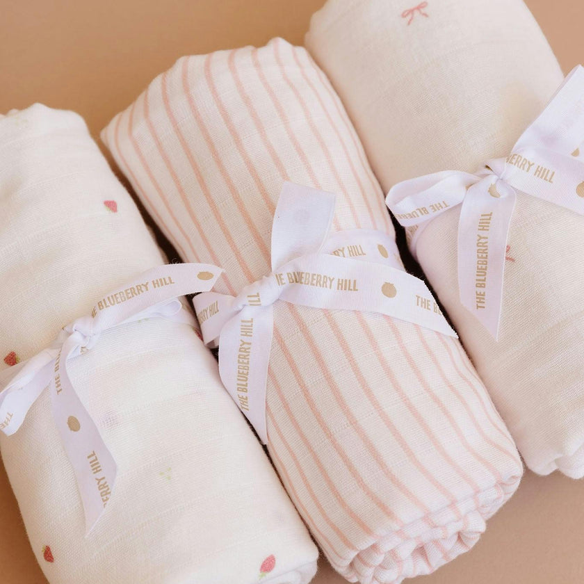 Organic Muslin Swaddle Set - Pink
