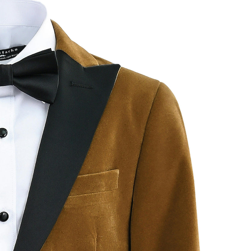 Brown Velvet Suit with Black Accents